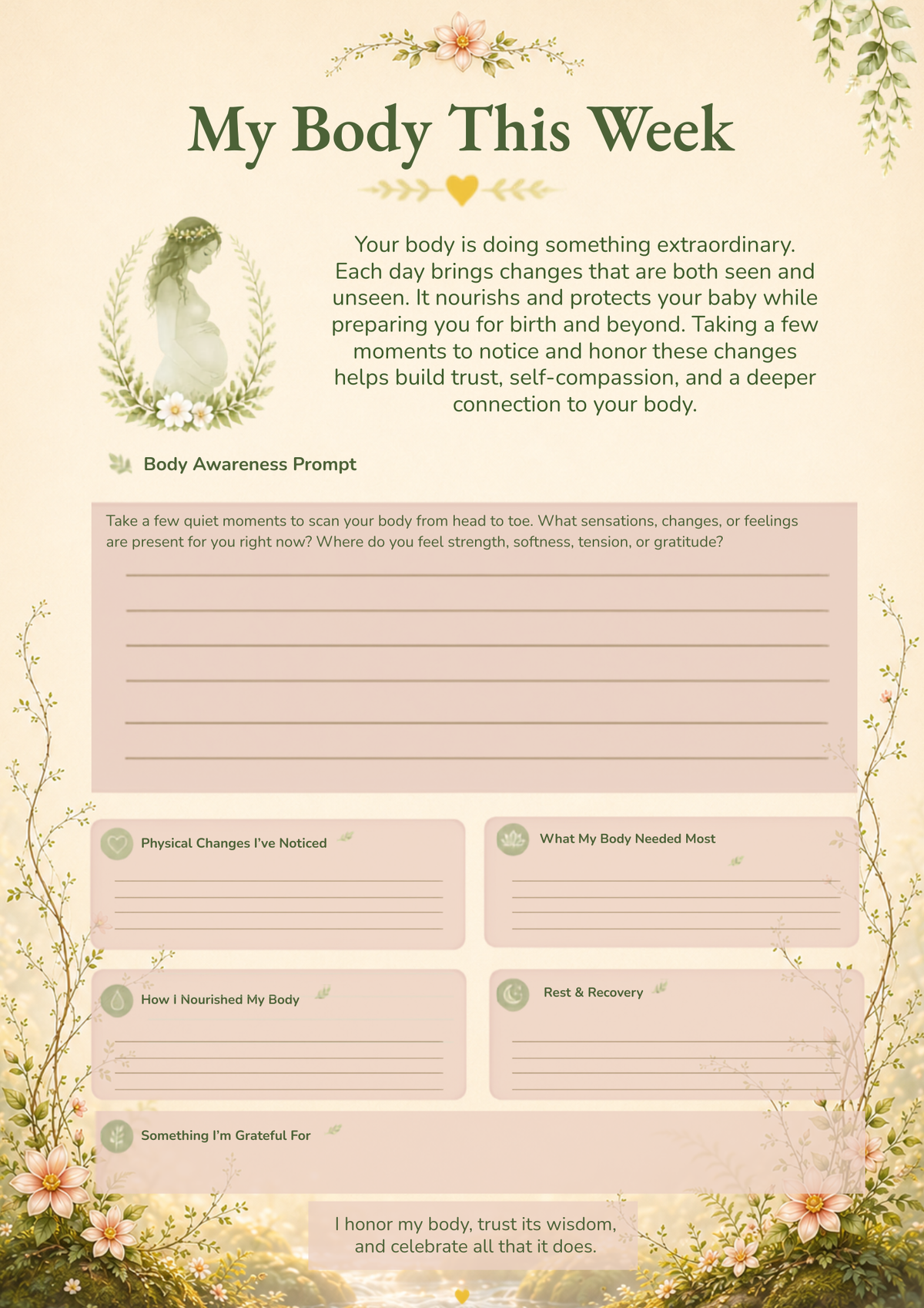 Rooted: A Grounded Wellness Guide for Pregnancy | Printable Pregnancy Wellness Workbook | Prenatal Self-Care Planner | Expecting Mom Gift | Holistic Pregnancy Journal | Digital Download PDF